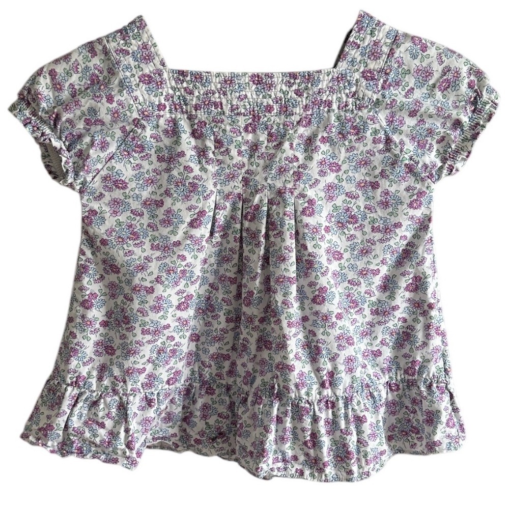 Vintage Oshkosh B’Gosh Girls Floral Print Blouse Puff Sleeve Cottagecore Size 6x